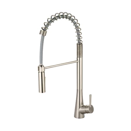 Olympia Faucets Single Handle Spring Pull-Down Kitchen Faucet, Compression Hose, Nckl, Number of Holes: 1 or 3 K-5015-BN
